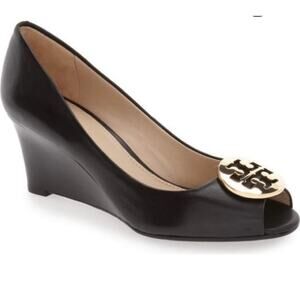 TORY BURCH KARA WEDGE HEEL BLACK SIZE 8